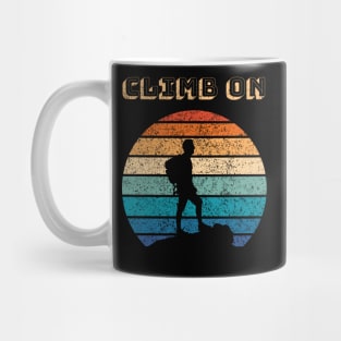 Climb On Outdoor Sports Retro Sunset Design Mug